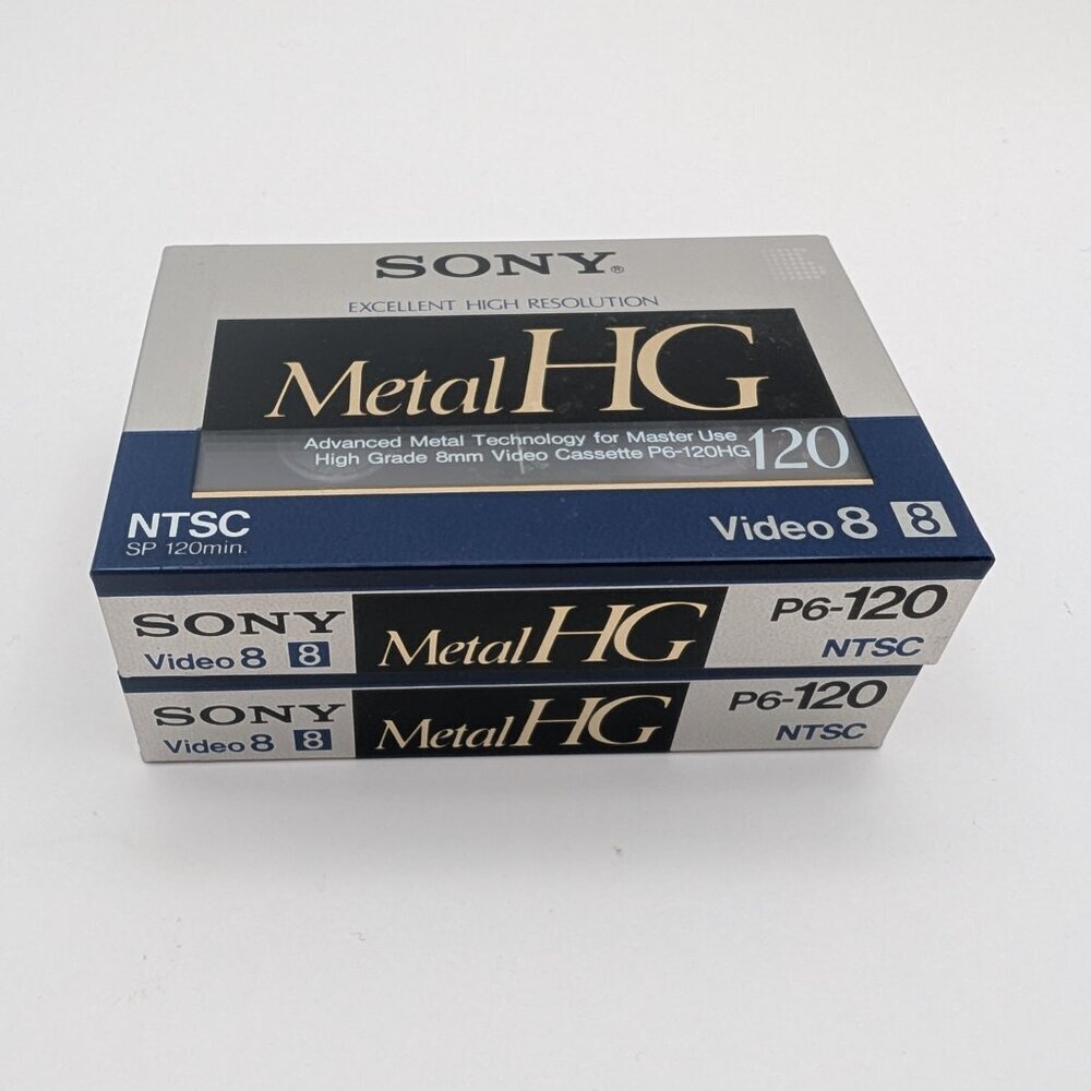 Vintage New Sealed Sony Metal HG 120 min 8mm Video Cassette - P6-120 NTSC 2 pack - Picture 2 of 3